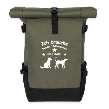Hunde - Rolltop Rucksack - Olive/Schwarz - Vorne