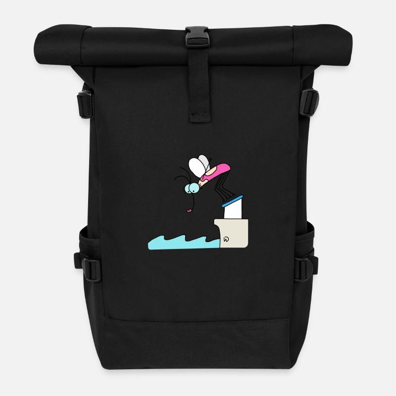 Djenné Wana gehen zum Schwimmen - Rolltop Rucksack - Schwarz