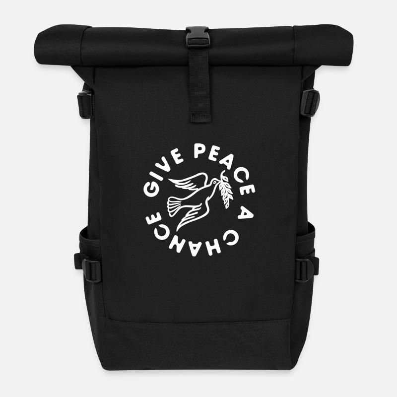 Give peace a chance - Rolltop Rucksack - Schwarz