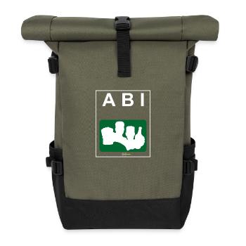 Bier Liga Logo ABI-Treff Jahr Blanko Grün weiß - Rolltop Rucksack - Olive/Schwarz - Vorne