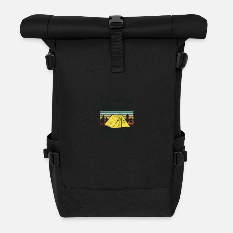Camp Morning Wood - Roll Top Backpack - black