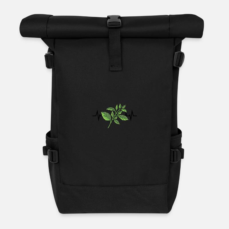 Basilikum Kräuter Herzschlag - Rolltop Rucksack - Schwarz