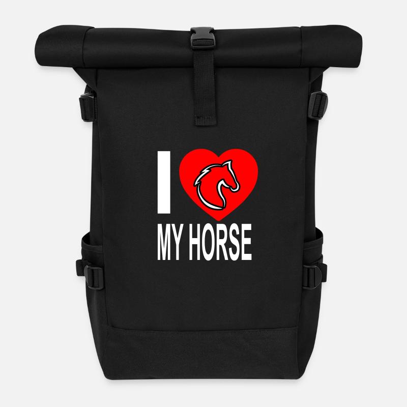 Pferd - Rolltop Rucksack - Schwarz