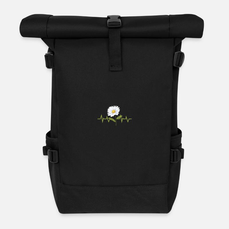 Gänseblümchen Herzschlag - Rolltop Rucksack - Schwarz