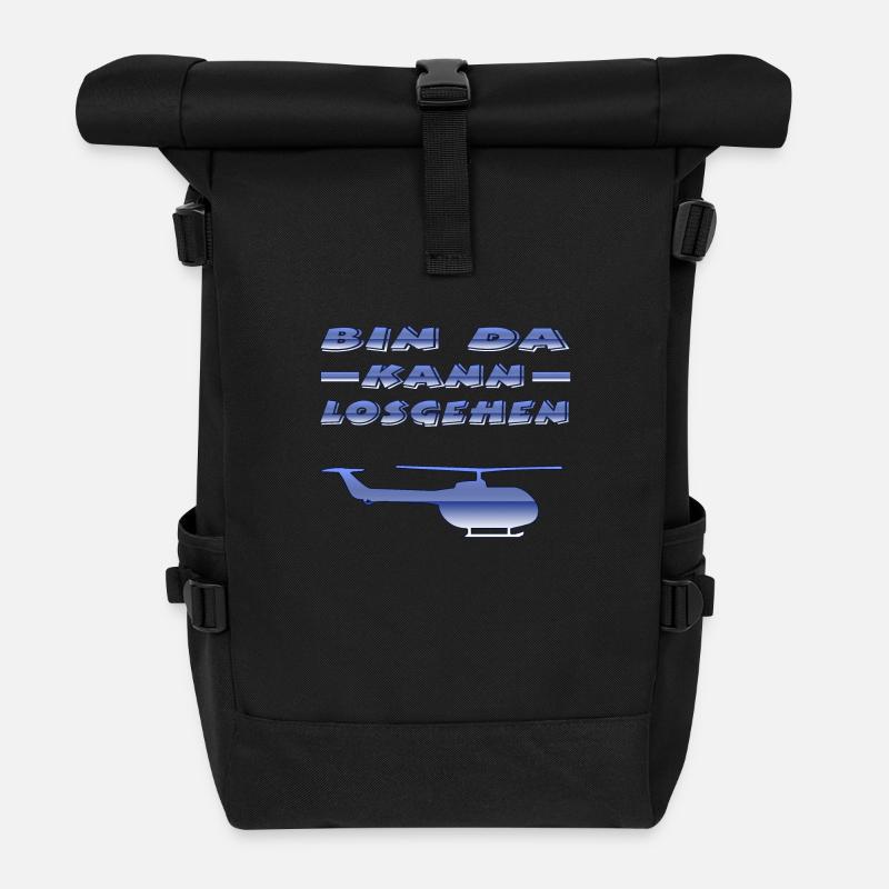 Hubschrauber - Rolltop Rucksack - Schwarz