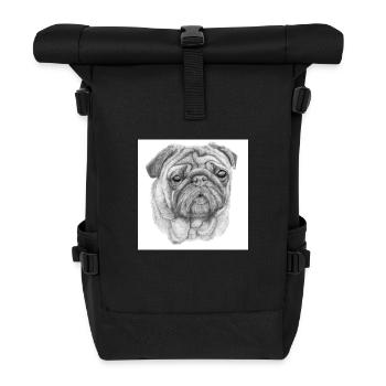 Pug mops Sticker - Roll Top Backpack - black - Front