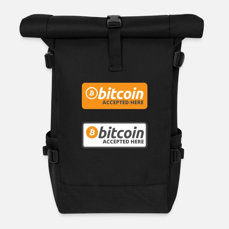 Bitcoin hier akzeptiert - Sticker Pack - Rolltop Rucksack - Schwarz