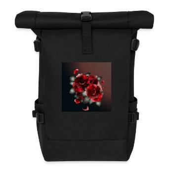 bouquet sombre de roses rouges - Sac à dos roll top - noir - Devant