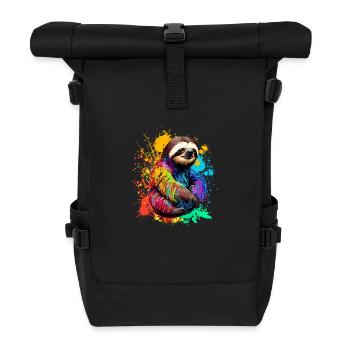 Faultier mit Farbklecksen - Rolltop Rucksack - Schwarz - Vorne