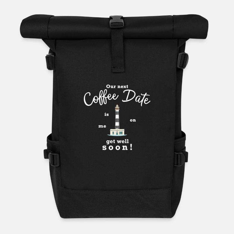 Gute Besserung, das nächste Kaffee-Date zahle ich - Rolltop Rucksack - Schwarz
