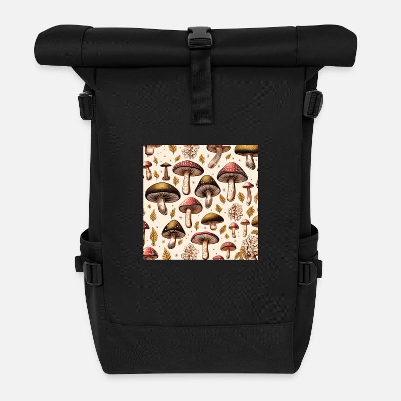 Pilze - Rolltop Rucksack - Schwarz