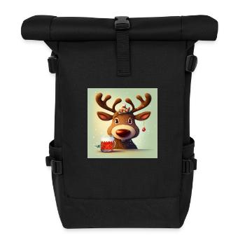 mignon renne au nez rouge Noël Noël humeur - Sac à dos roll top - noir - Devant