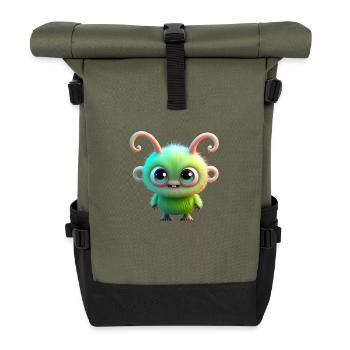 Happy Halloween cute monster scary fun - Roll Top Backpack - olive/black - Front