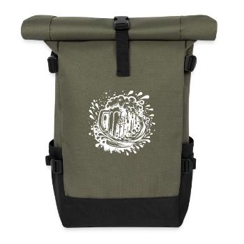 Chope de bière, houblon et malt - Sac à dos roll top - olive/noir - Devant