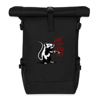 Shirt Art Sucks | Rats Street Art Banksy Style - Roll Top Backpack - black - Front
