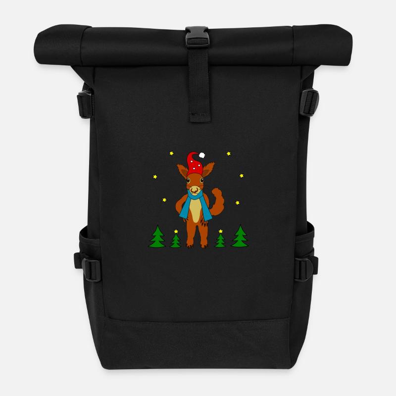 Weihnachtseichhorn - Rolltop Rucksack - Schwarz