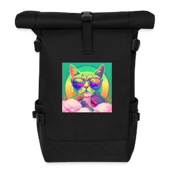 psycho-glass-cat - Rolltop Rucksack - Schwarz - Vorne