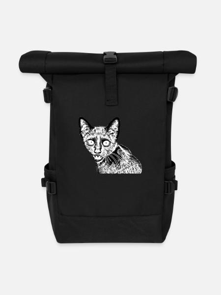 chat noir - Sac à dos roll top - noir