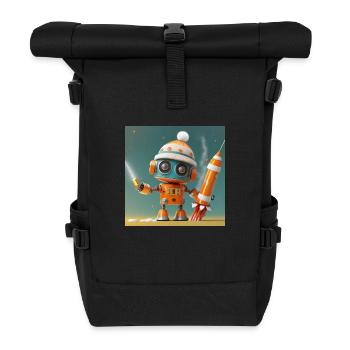 robot lance des fusées pour le réveillon du Nouvel An - Sac à dos roll top - noir - Devant