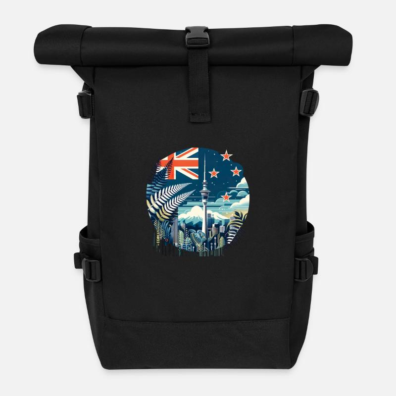 Neuseeland Aotearoa Kiwi 18 - Rolltop Rucksack - Schwarz