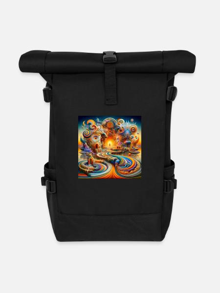 Tempel Psyart - Rolltop Rucksack - Schwarz
