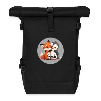 Penguin Fox Friendship - Roll Top Backpack - black - Front