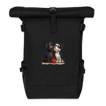 Cute dogs couple in love, dogs love - Roll Top Backpack - black - Front