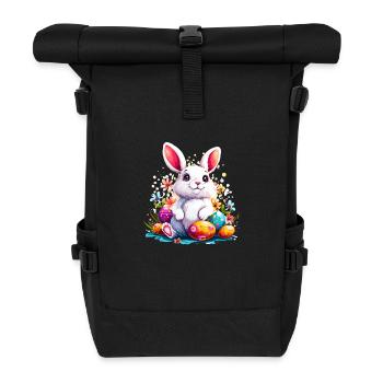 Easter Bunny with Painted Eggs - Roll Top Backpack - black - Front