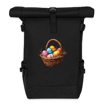 Panier de Pâques avec des œufs peints de couleurs vives - Sac à dos roll top - noir - Devant