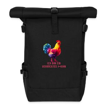 Ich bin ein verrücktes Huhn! - Rolltop Rucksack - Schwarz - Vorne