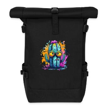 Funny cactus with eyes - Roll Top Backpack - black - Front