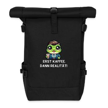 Frosch mit witzigen Kaffee Spruch - Rolltop Rucksack - Schwarz - Vorne