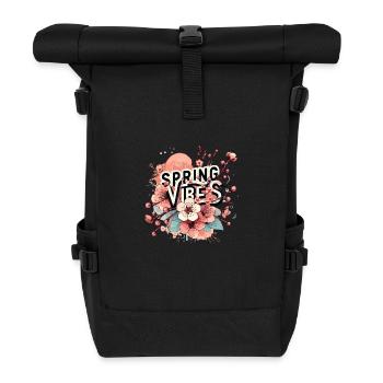 Spring Awakening Flowers with Saying - Roll Top Backpack - black - Front
