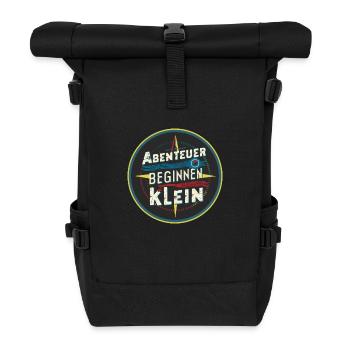Adventures start small - Roll Top Backpack - black - Front
