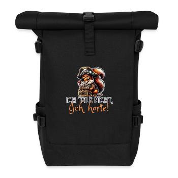 Eichhörnchen Pirat witziger Spruch - Rolltop Rucksack - Schwarz - Vorne