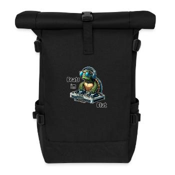 Beats im Blut Schildkröte Dj Pult Musik - Rolltop Rucksack - Schwarz - Vorne