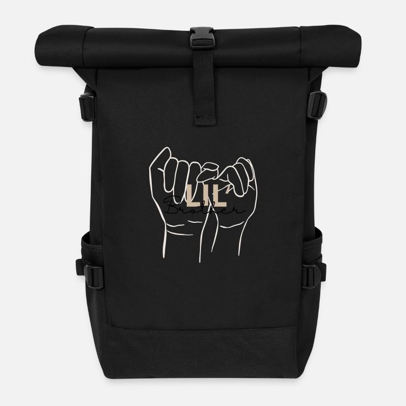 Little Brother - Sibling Design - Roll Top Backpack - black