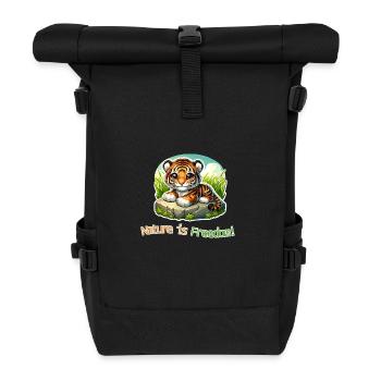 Natur ist Freiheit süßer Tiger - Rolltop Rucksack - Schwarz - Vorne