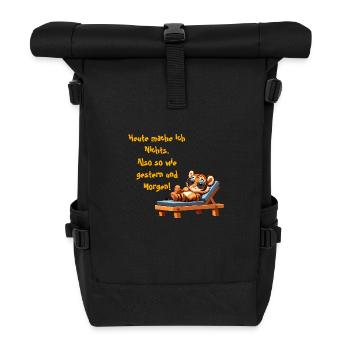 Heute mache ich nichts Tiger - Rolltop Rucksack - Schwarz - Vorne