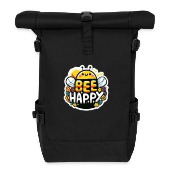 Bee Happy Biene - Rolltop Rucksack - Schwarz - Vorne