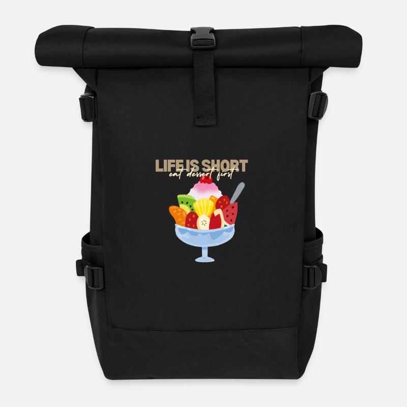 la vie est courte alors prenons du dessert ! - Sac à dos roll top - noir