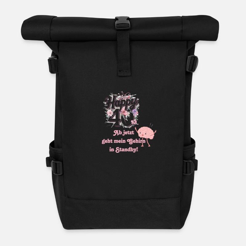 40. Geburtstag - Rolltop Rucksack - Schwarz
