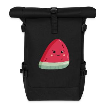 Kawaii Watermelon - Roll Top Backpack - black - Front