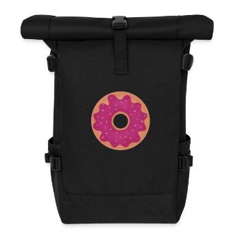 Donut with pink glaze - Roll Top Backpack - black - Front