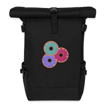 3 colorful donuts - Roll Top Backpack - black - Front