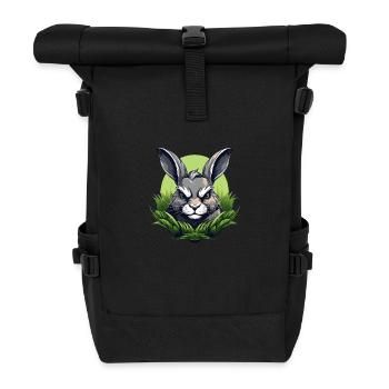 Wild angry rabbit combative motivational sport - Roll Top Backpack - black - Front