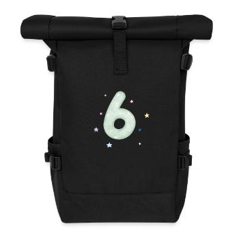6th Anniversary Watercolor Star - Roll Top Backpack - black - Front