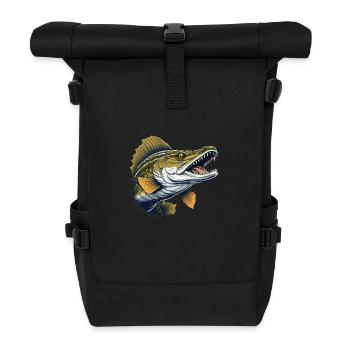 Wild angry pike combative motivational sport - Roll Top Backpack - black - Front