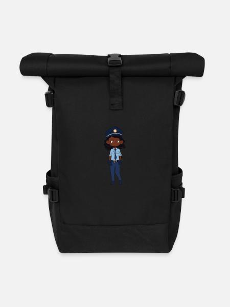 Polizistin - Rolltop Rucksack - Schwarz