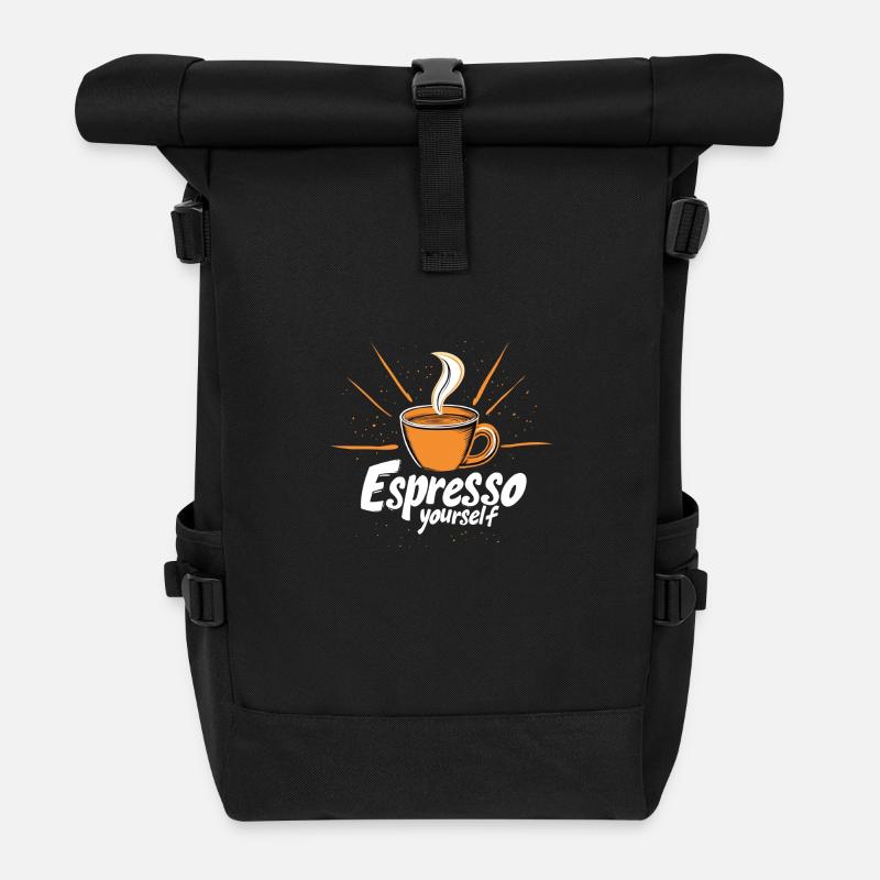 Espresso yourself, kaffee, spruch - Rolltop Rucksack - Schwarz